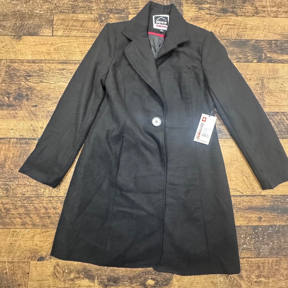 Alpine Swiss Women's‎ Black Wool Blend Coat Style AS707 Parent Size M MSRP